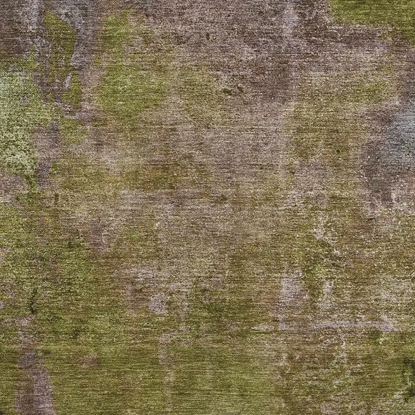 Green Brown And Beige Abstract Washable Area Rug With UV Protection Photo 2