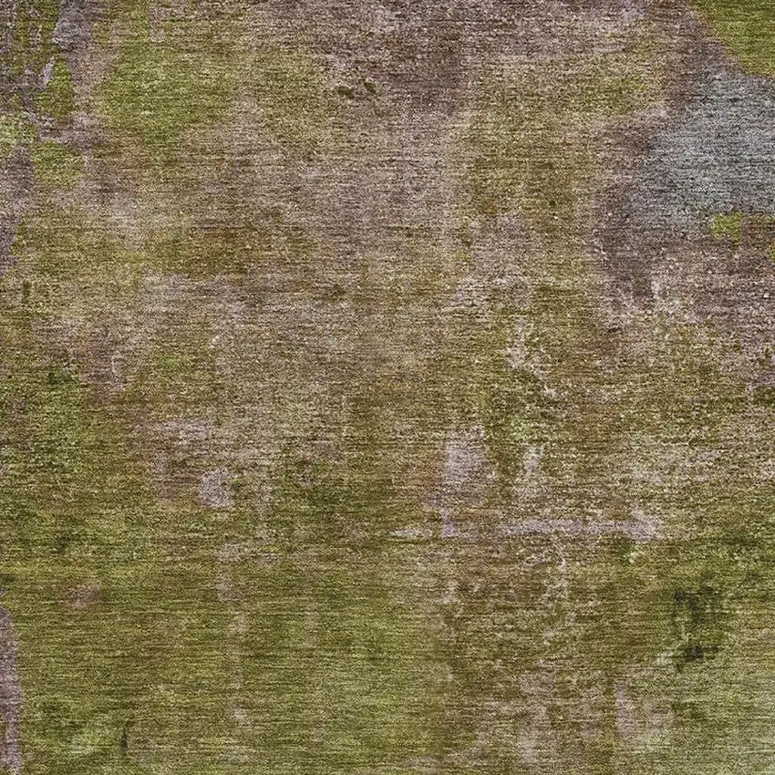 Green Brown And Beige Abstract Washable Area Rug With UV Protection Photo 2
