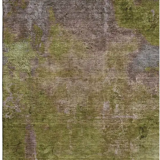 Green Brown And Beige Abstract Washable Area Rug With UV Protection Photo 3