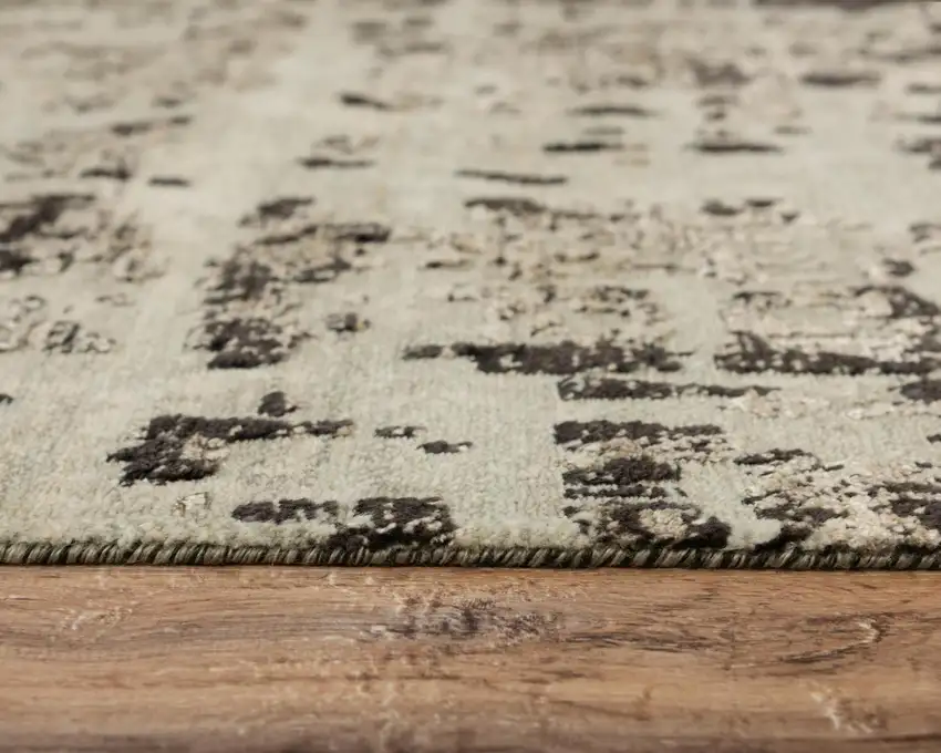 Green Brown And Beige New Zealand Lambs Wool Abstract Hand Carved Handmade Area Rug Photo 5
