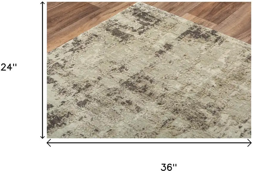 Green Brown And Beige New Zealand Lambs Wool Abstract Hand Carved Handmade Area Rug Photo 6