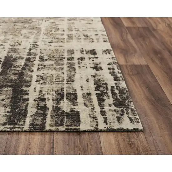 Green Brown And Beige New Zealand Lambs Wool Abstract Hand Carved Handmade Area Rug Photo 3