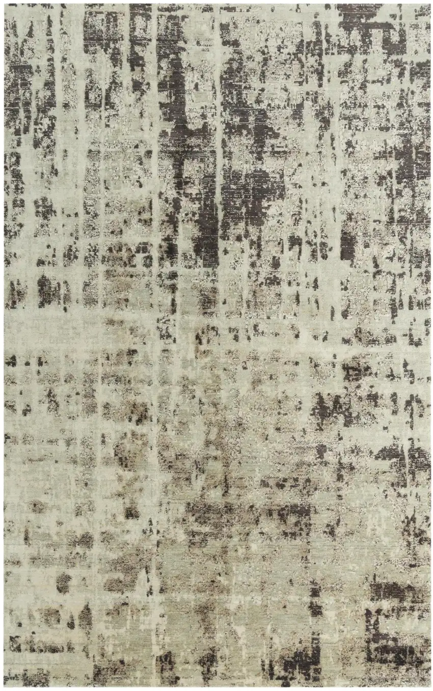 Green Brown And Beige New Zealand Lambs Wool Abstract Hand Carved Handmade Area Rug Photo 2