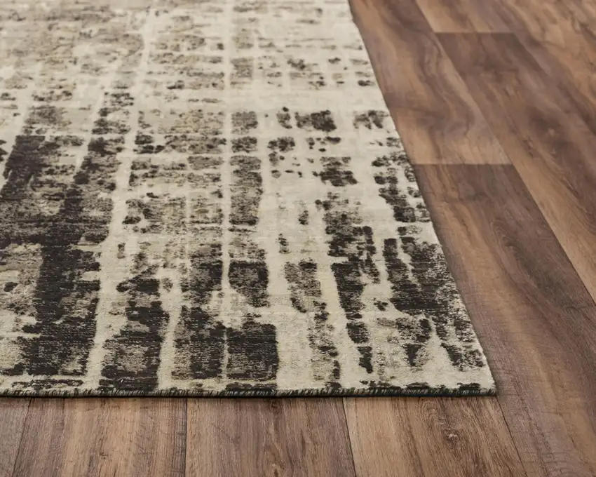Green Brown And Beige New Zealand Lambs Wool Abstract Hand Carved Handmade Area Rug Photo 3