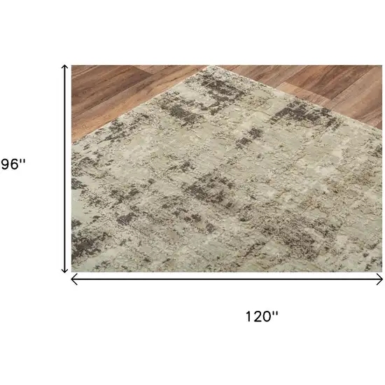 Green Brown And Beige New Zealand Lambs Wool Abstract Hand Carved Handmade Area Rug Photo 6