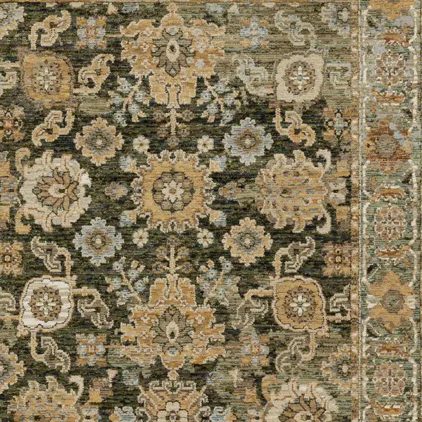 Green Brown And Beige Oriental Area Rug Photo 6
