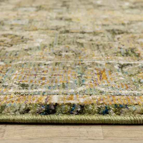 Green Brown And Beige Oriental Area Rug Photo 4