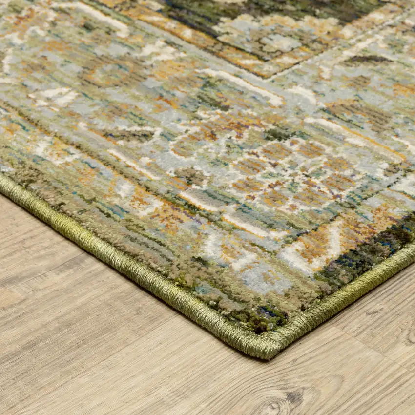 Green Brown And Beige Oriental Area Rug Photo 8
