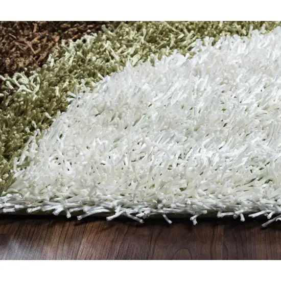 Green Brown And Ivory Abstract Shag Hand Tufted Area Rug Photo 1