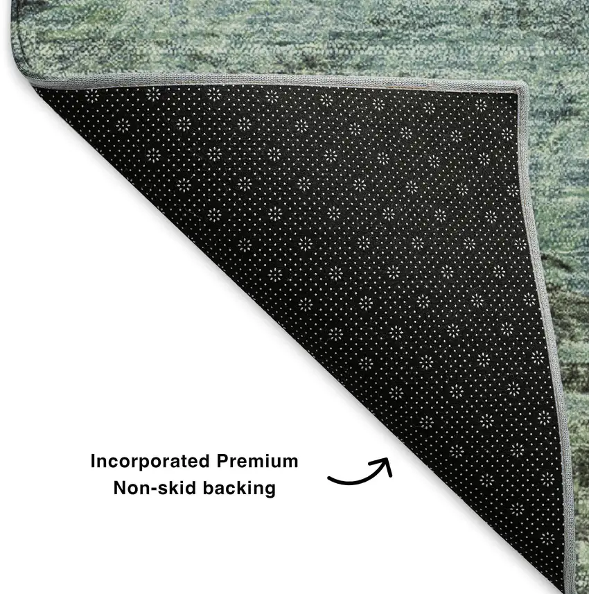 Green Brown And Ivory Abstract Washable Area Rug With UV Protection Photo 6