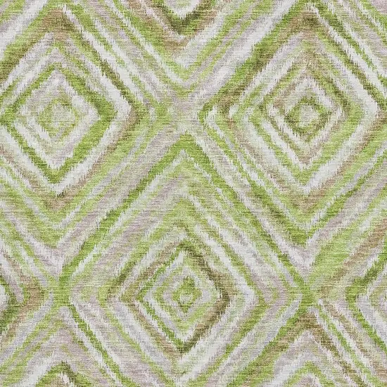 Green Brown And Ivory Geometric Washable Area Rug With UV Protection Photo 3