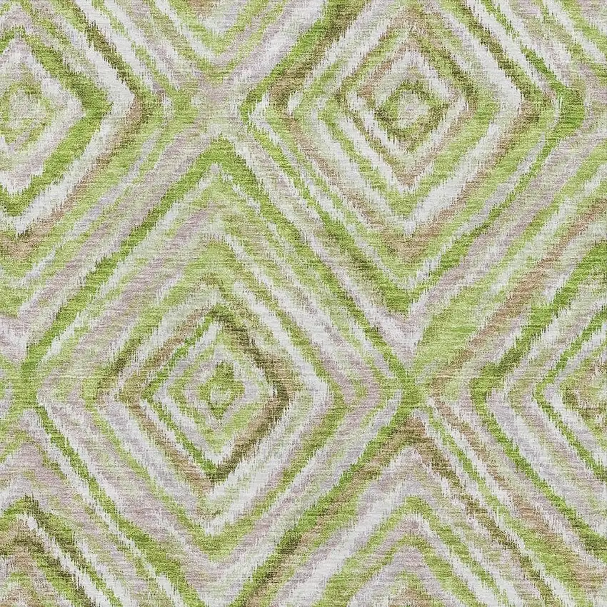 Green Brown And Ivory Geometric Washable Area Rug With UV Protection Photo 3