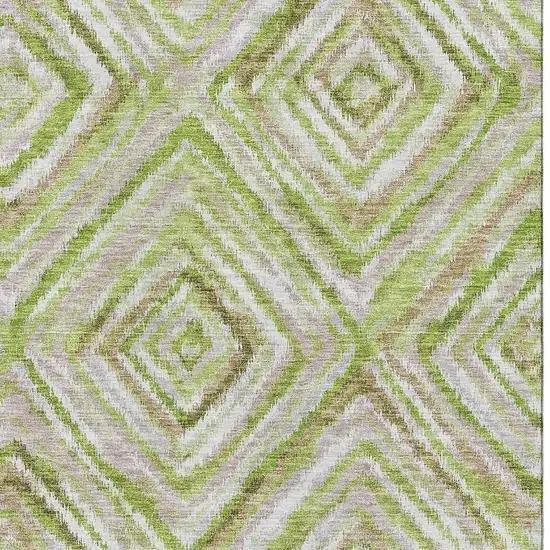Green Brown And Ivory Geometric Washable Area Rug With UV Protection Photo 3