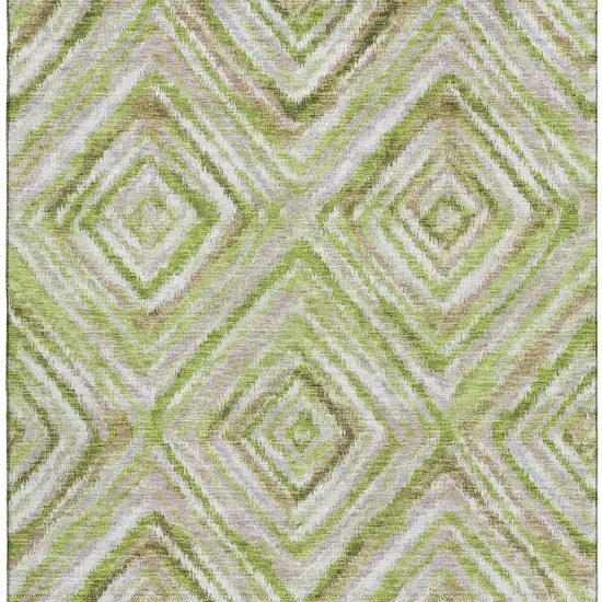 Green Brown And Ivory Geometric Washable Area Rug With UV Protection Photo 4