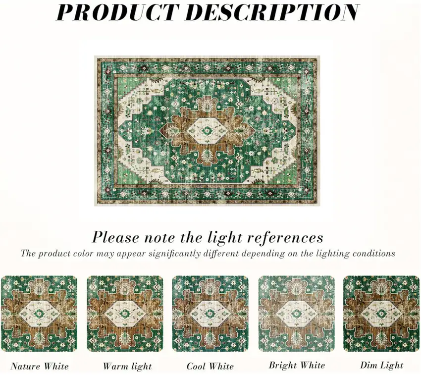 Green Brown And Ivory Medallion Washable Area Rug Photo 9