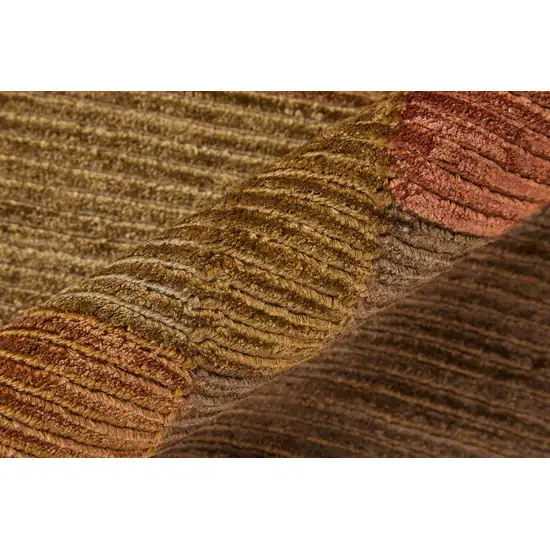 Green Brown And Orange Checkered Hand Knotted Area Rug Photo 4