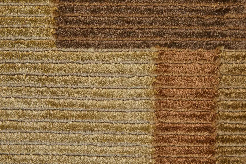 Green Brown And Orange Checkered Hand Knotted Area Rug Photo 5