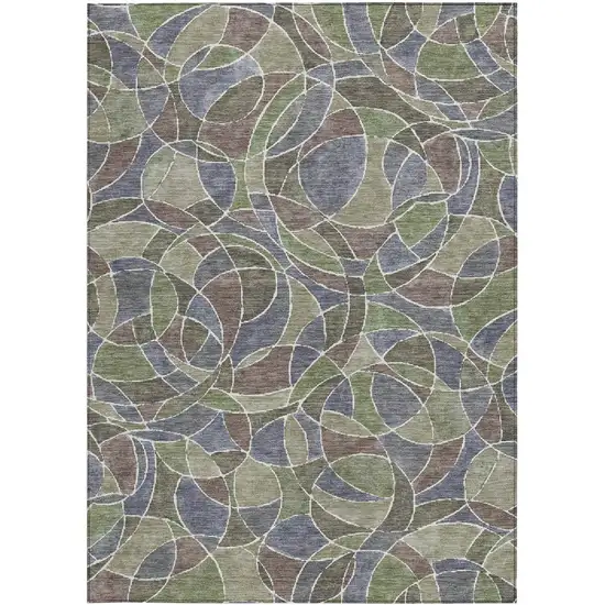 Green Brown And Purple Geometric Washable Indoor Outdoor Area Rug Photo 3