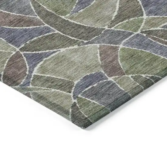 Green Brown And Purple Geometric Washable Indoor Outdoor Area Rug Photo 4