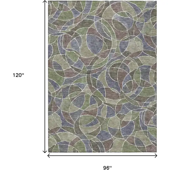 Green Brown And Purple Geometric Washable Indoor Outdoor Area Rug Photo 9