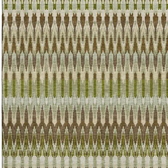 Green Brown And Silver Southwestern Washable Area Rug With UV Protection Photo 3