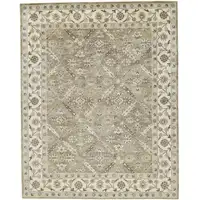 Photo of Green Brown And Taupe Wool Paisley Tufted Handmade Stain Resistant Area Rug