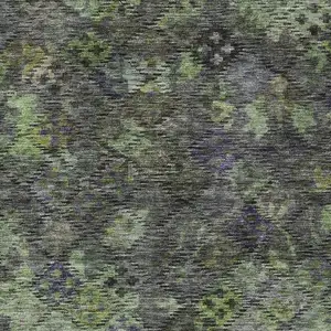 Photo of Green Charcoal And Black Floral Washable Indoor Outdoor Area Rug