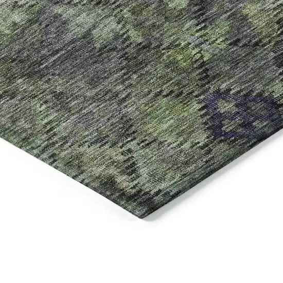 Green Charcoal And Black Floral Washable Indoor Outdoor Area Rug Photo 4