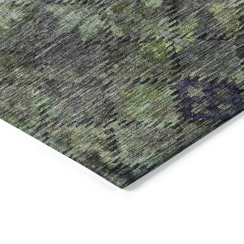 Green Charcoal And Black Floral Washable Indoor Outdoor Area Rug Photo 4