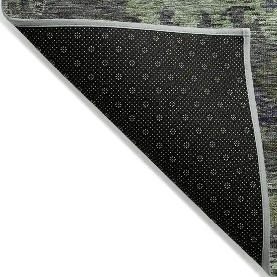 Green Charcoal And Black Floral Washable Indoor Outdoor Area Rug Photo 3