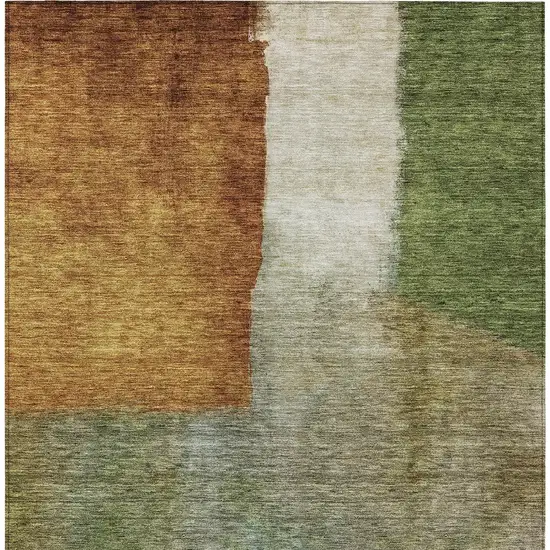 Green Copper And Beige Abstract Washable Indoor Outdoor Area Rug Photo 5