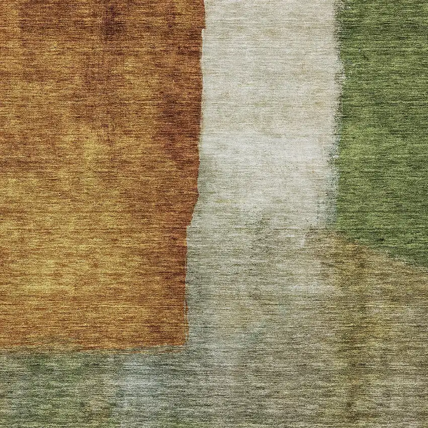 Green Copper And Beige Abstract Washable Indoor Outdoor Area Rug Photo 5