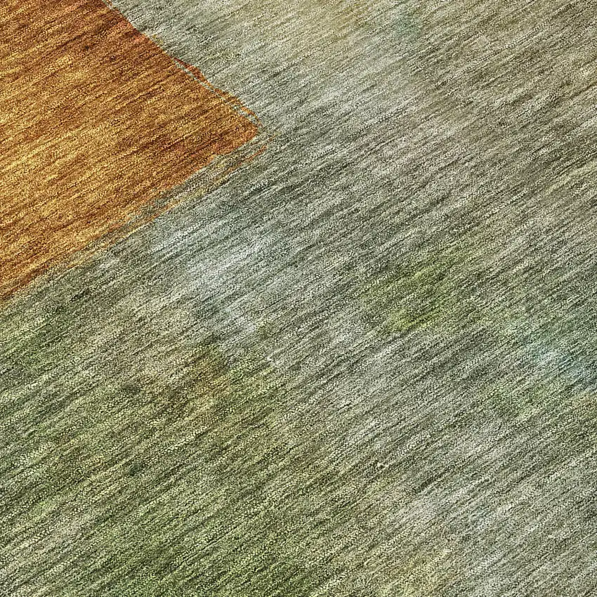 Green Copper And Beige Abstract Washable Indoor Outdoor Area Rug Photo 8