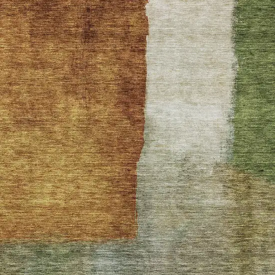 Green Copper And Beige Abstract Washable Indoor Outdoor Area Rug Photo 5