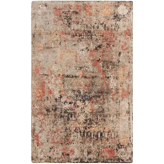 Green Copper And Beige New Zealand Lambs Wool Abstract Hand Carved Handmade Area Rug Photo 3