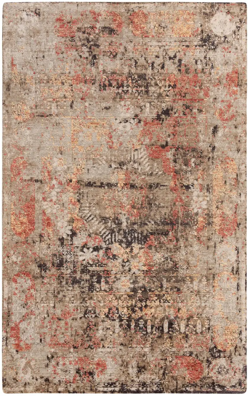 Green Copper And Beige New Zealand Lambs Wool Abstract Hand Carved Handmade Area Rug Photo 3