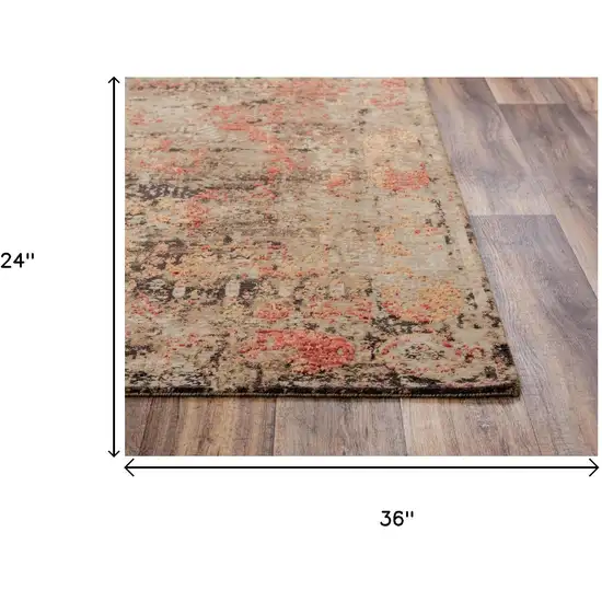 Green Copper And Beige New Zealand Lambs Wool Abstract Hand Carved Handmade Area Rug Photo 6