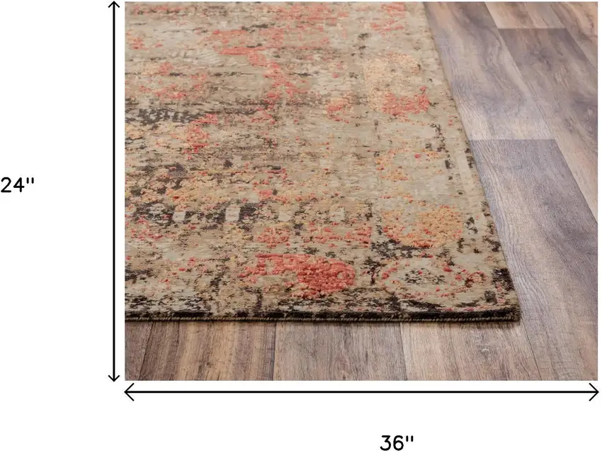 Green Copper And Beige New Zealand Lambs Wool Abstract Hand Carved Handmade Area Rug Photo 6