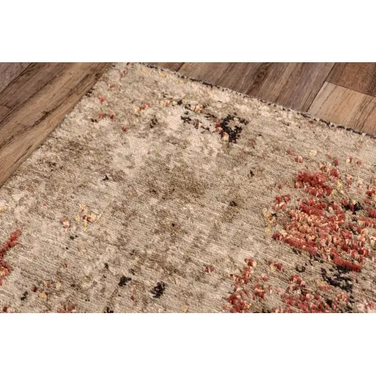 Green Copper And Beige New Zealand Lambs Wool Abstract Hand Carved Handmade Area Rug Photo 2