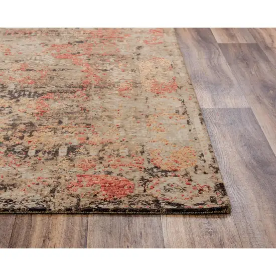 Green Copper And Beige New Zealand Lambs Wool Abstract Hand Carved Handmade Area Rug Photo 1