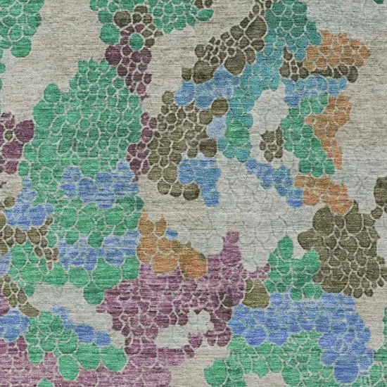 Green Copper And Blue Geometric Washable Indoor Outdoor Area Rug Photo 4