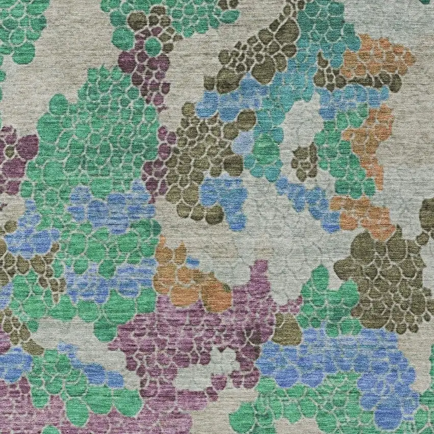 Green Copper And Blue Geometric Washable Indoor Outdoor Area Rug Photo 4