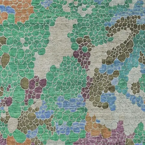 Green Copper And Blue Geometric Washable Indoor Outdoor Area Rug Photo 3