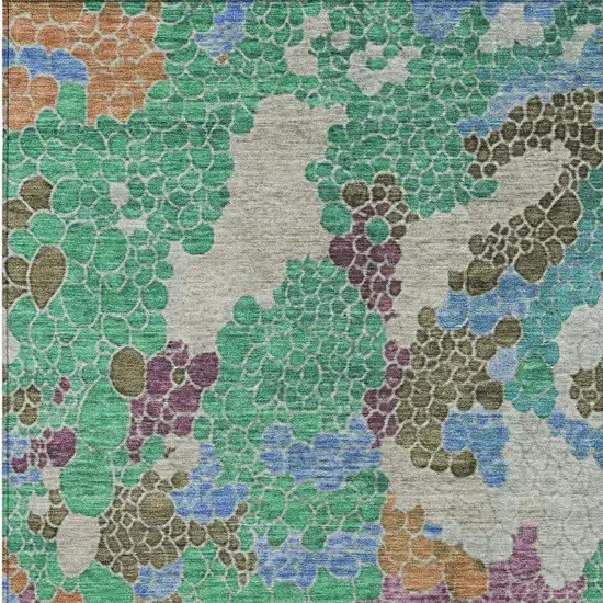 Green Copper And Blue Geometric Washable Indoor Outdoor Area Rug Photo 4