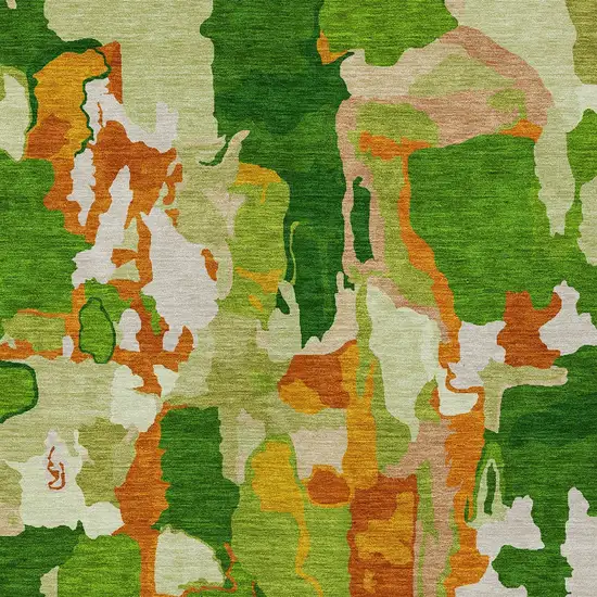 Green Copper And Brown Abstract Washable Indoor Outdoor Area Rug Photo 6
