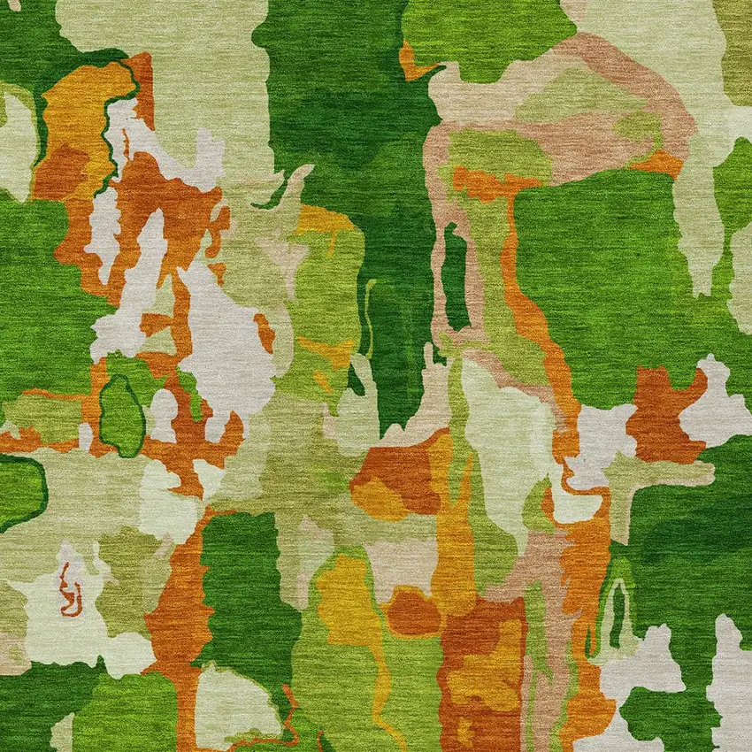 Green Copper And Brown Abstract Washable Indoor Outdoor Area Rug Photo 6