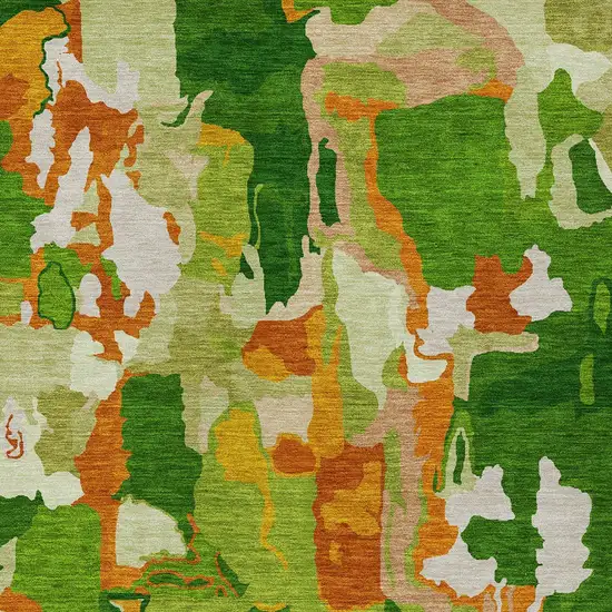 Green Copper And Brown Abstract Washable Indoor Outdoor Area Rug Photo 6