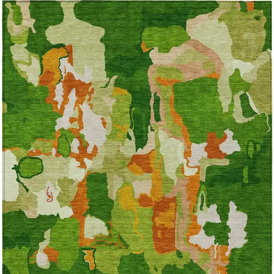 Green Copper And Brown Abstract Washable Indoor Outdoor Area Rug Photo 8