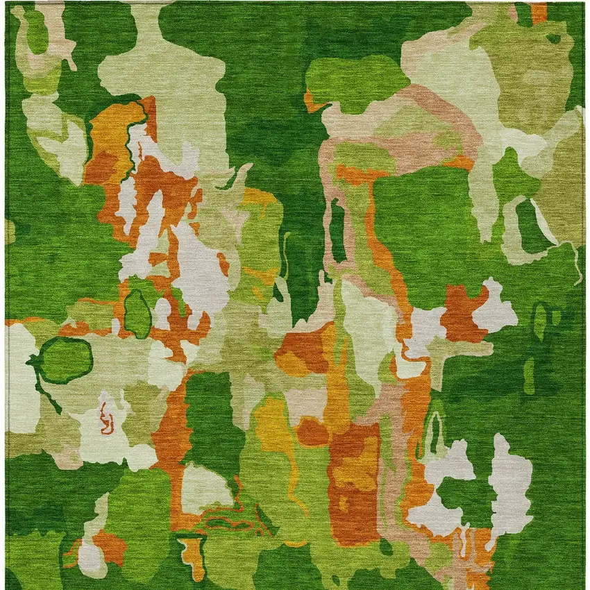 Green Copper And Brown Abstract Washable Indoor Outdoor Area Rug Photo 8