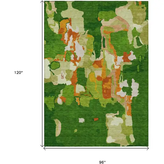 Green Copper And Brown Abstract Washable Indoor Outdoor Area Rug Photo 3